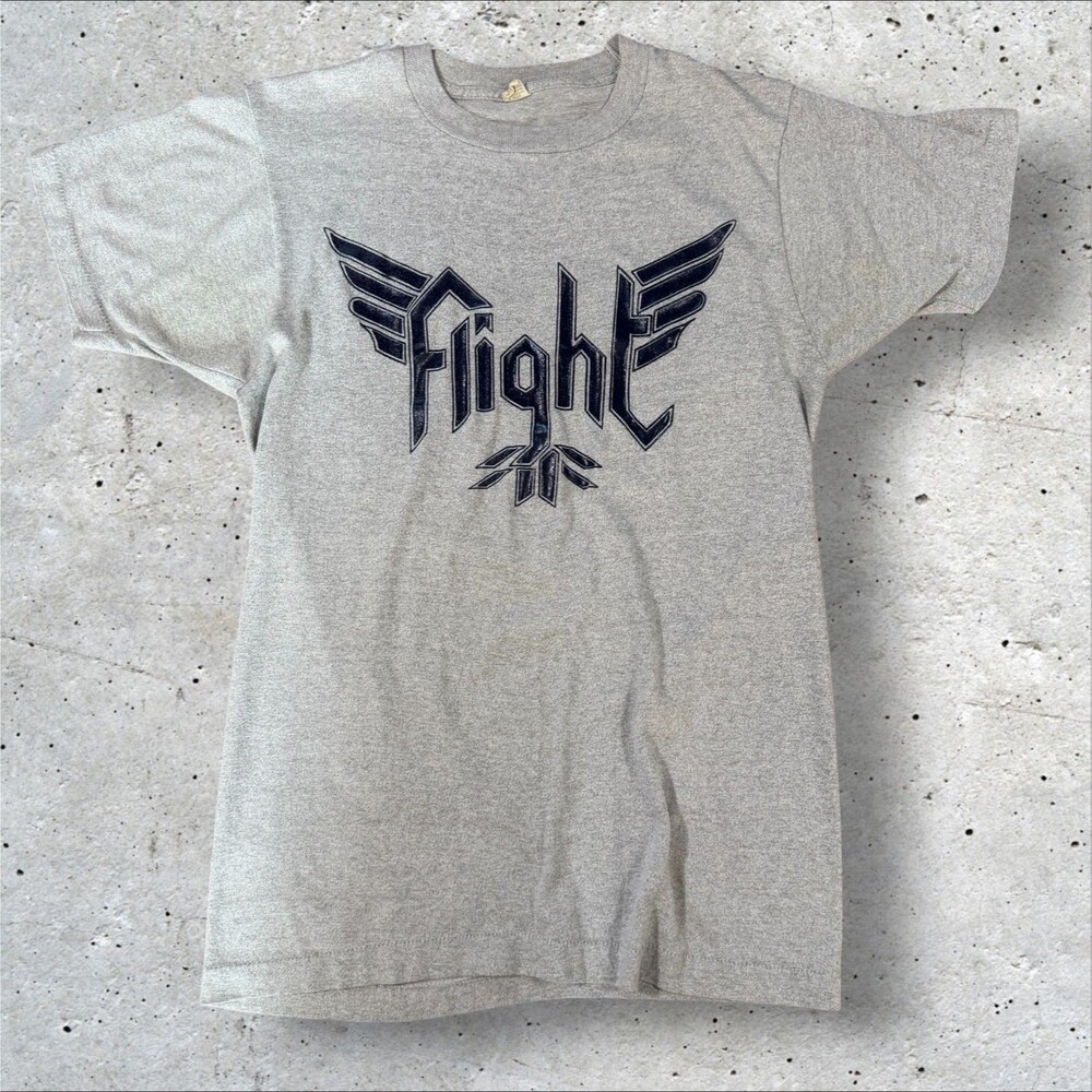 Vintage 80s Flight Wings T Shirt Mens Large Single Stitch Heather Gray USA Tee